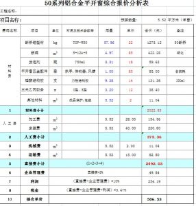 断桥铝门窗报价表