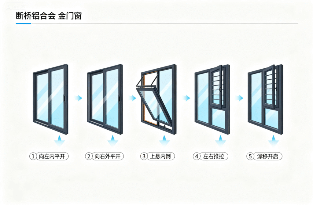 断桥铝合金窗户的开启方式有几种？5大主流方式优缺点全解析
