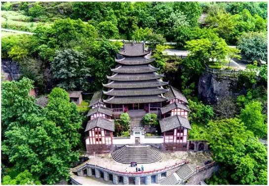 江津石门大佛寺全景建筑外观