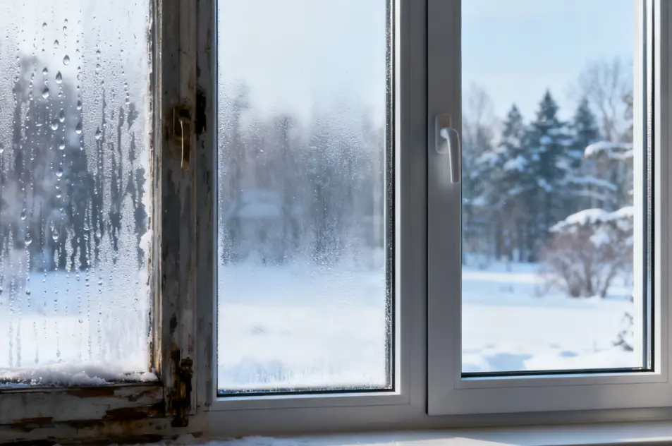 莜歌铝业高性能门窗解决冬季结露问题对比效果图