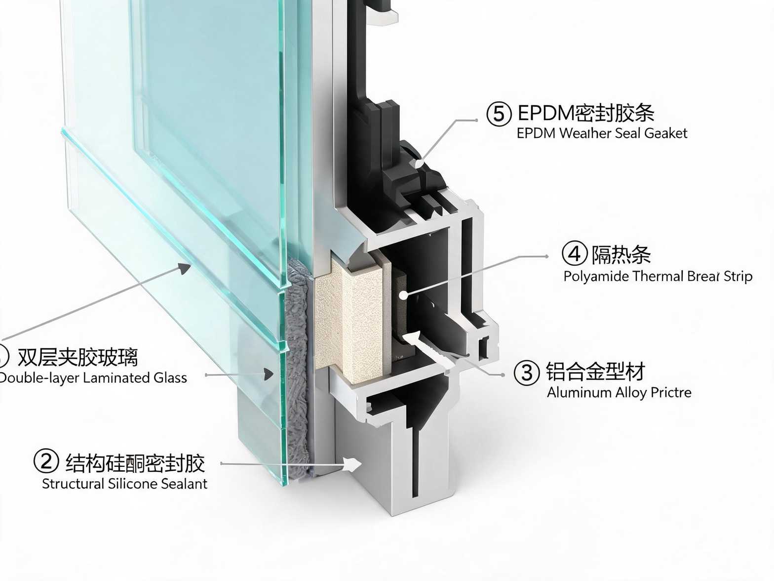 隐框玻璃幕墙结构胶粘接节点详图